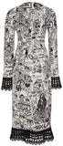Sketch Print Midi Dress
