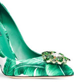 Embellished Banana Leaf Pumps