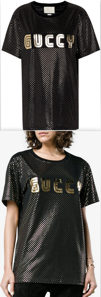 Metallic Cotton T-Shirt, Black
