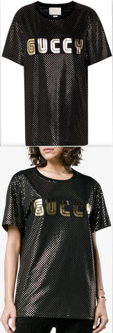 Metallic Cotton T-Shirt, Black