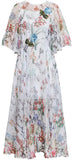 Floral Appliques Printed Chiffon Dress