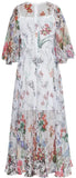 Floral Appliques Printed Chiffon Dress