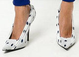 Polka Dot Knife Pumps, White & Black