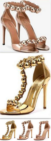 Leather Bomb Sandals - Rose Gold, Gold or Beige | DESIGNER INSPIRED FASHIONS