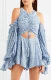 'Did It Again' Cold-Shoulder Gathered Playsuit