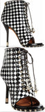 Check-Embossed Lace-Up Ankle Boot