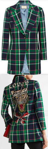 Embellished Tartan Blazer