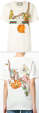 Logo T-shirt with Floral and Snake Print | DESIGNER INSPIRED FASHIONS