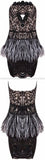 Floral Appliques Feather Embellished Strapless Mini Dress