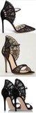 Black Lace Fan Counter Dorsay Pumps