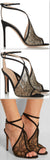 Black Suede-Trimmed Chantilly Lace Sandals