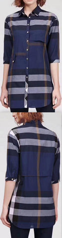 Check Print Half-Sleeve Shirt, Blue