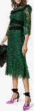 Ruffle-Trimmed Lace Midi-Dress