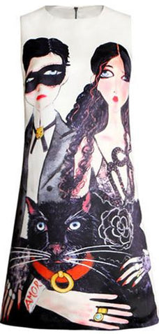Unskilled Worker Print Mini Dress, White