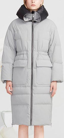 Panelled White Duck Down Fill Coat