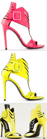 Perforated High-Heel Sandals - Fuchsia Pink or Yellow