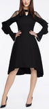Pearl-Cuff Ruffle Dress