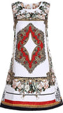 Jacquard Print Embellished Mini Shift Dress