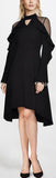 Pearl-Cuff Ruffle Dress