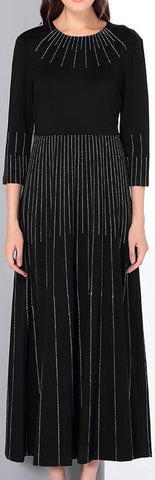 Thread Contrast Black Maxi Dress