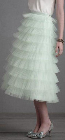 Tiered Tulle Midi Skirt