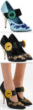 Jeweled-Heel Satin Mary Jane Pumps - Light Blue or Black
