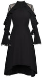 Pearl-Cuff Ruffle Dress