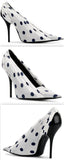Polka Dot Knife Pumps, White & Black