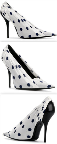 Polka Dot Knife Pumps, White & Black