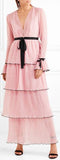 'Now Or Never' Tiered Long Dress , Pink