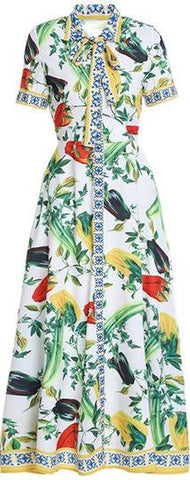 Vegetable Print Maxi Dress