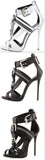 Buckled T-Strap Biker Sandal - White or Black
