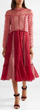 Ruffled Tulle-Paneled Organza Dress