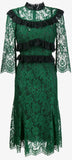 Ruffle-Trimmed Lace Midi-Dress