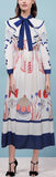 Printed Ruffle Midi Dress