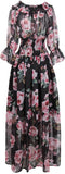 Rose-Printed Chiffon Gown