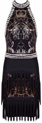 Embellished Halter-Dress with Tassels