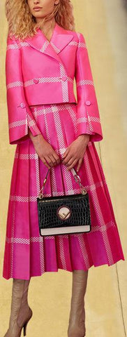 Fuchsia Blazer & Pleated Skirt Set