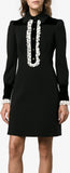 Lace Trimmed Long-Sleeve Dress, Black | DESIGNER INSPIRED FASHIONS