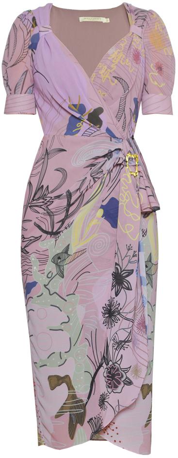 Printed Crepe Midi Dress