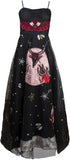 Bat-Embroidered Maxi Dress